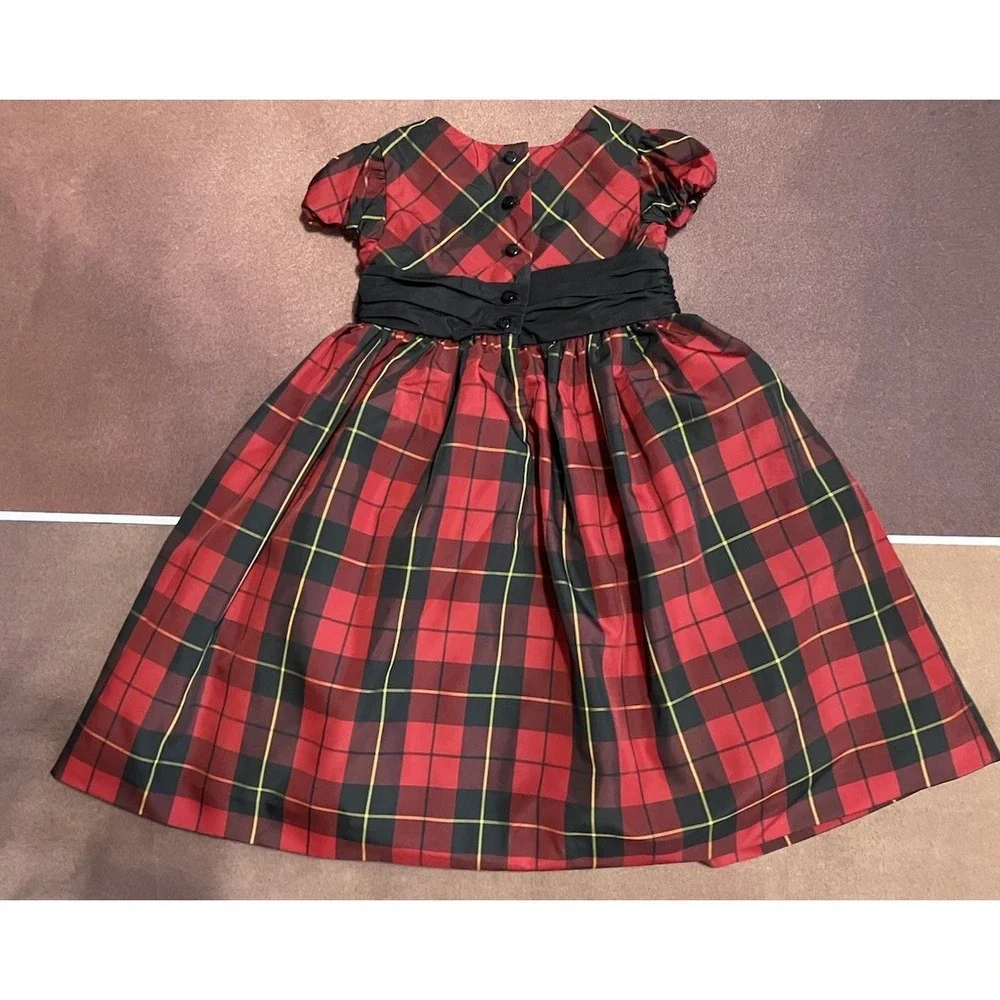 Ralph Lauren Girls Red And Black Tartan Plaid Dress Holidays Occasions Size 4